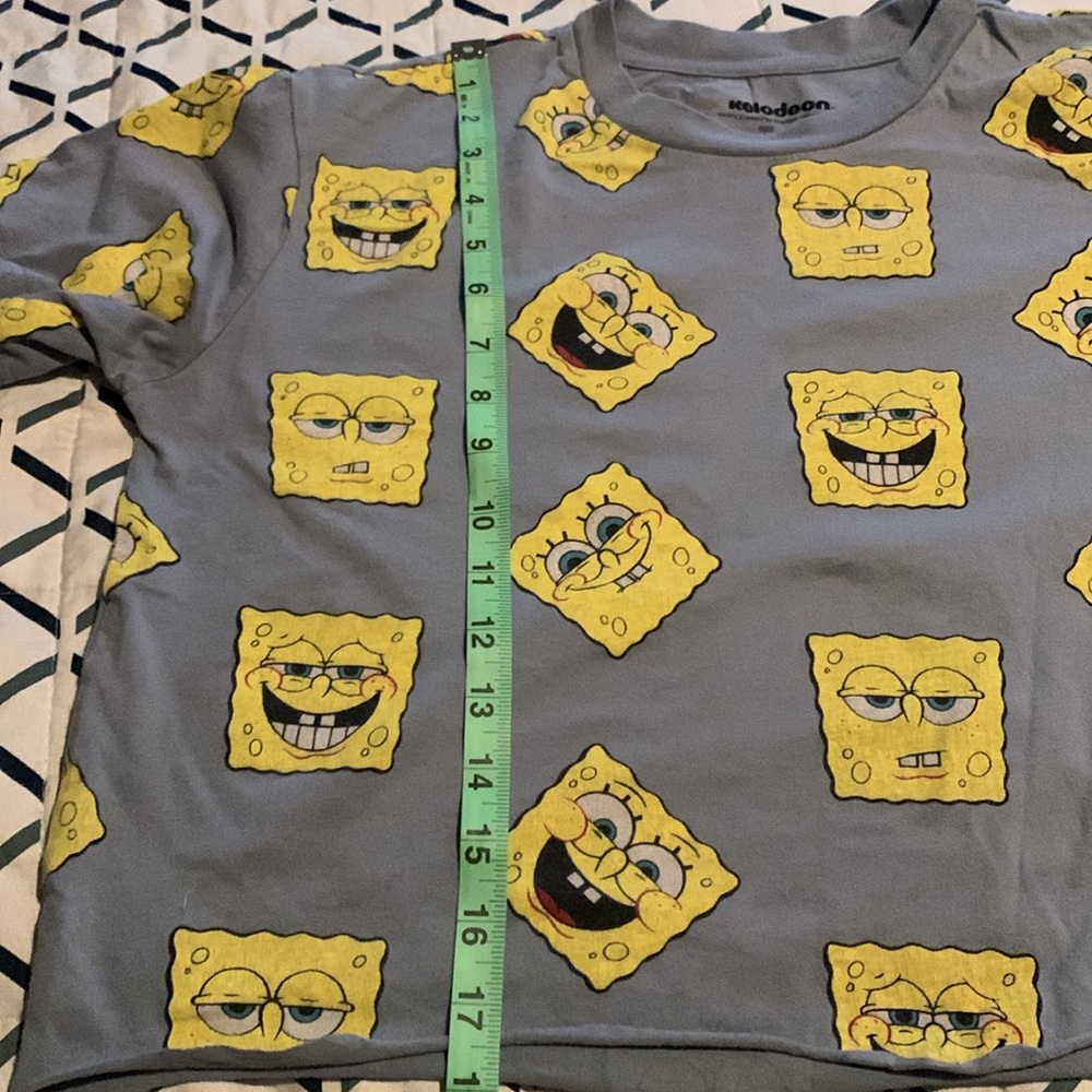 Nickelodeon cropped graphicSpongeBob Tee shirt Large many faces of SpongeBob - Picture 5 of 5